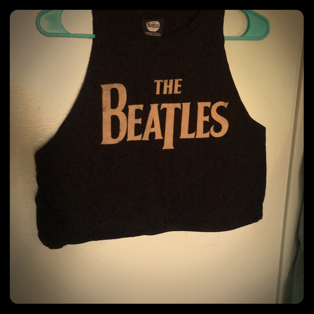 Black “the Beatles” crop top